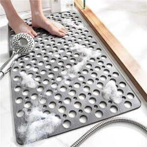Non Slip Bath Mat for Shower Tub with Suction Cups Washable Gray 30x17 Inches